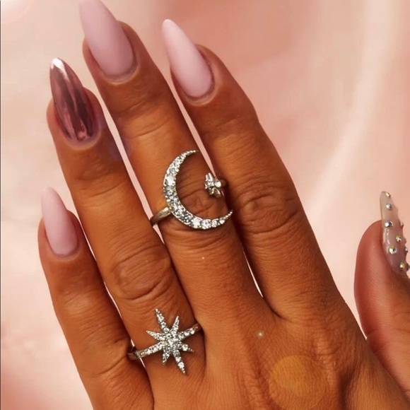 mam262 Jewelry - Silver star and moon ring set